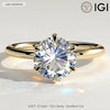 2ct Round Lab-Grown Diamond Solitaire Ring with Claw Setting Tarnish-resistant Silver In 14K Gold Plated (Includes IGI Certification from International Gemological Institute)