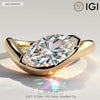 2ct Marquise Lab-Grown Diamond Ring in East-West Setting with Wave Band Claw Setting in Solid 14K Yellow Gold (Includes IGI Certification from International Gemological Institute)