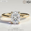 2ct Elongated Cushion Lab-Grown Diamond Ring with Petal Gallery & Leaf Detail Claw Setting in Solid 14K Yellow Gold (Includes IGI Certification from International Gemological Institute)
