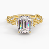 Secret Garden · 2.0 CT Emerald-Cut Lab-Grown Diamond Ring with Vine Leaf Accent Band & Claw Setting in Solid 14K Yellow Gold · (Includes IGI Certification from International Gemological Institute)