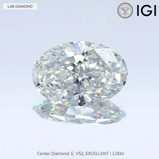 gona- IGI Certified Oval Brilliant Cut Lab-Grown Diamond - Single Diamond (Includes IGI Certification from International Gemological Institute)