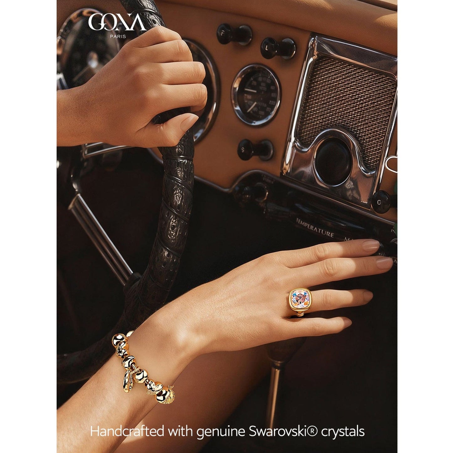 Created With Swarovski® Crystals - Cushion Modified Brilliant Cut Rosaline Shimmer Color Classic Engagement Ring 14K Yellow Gold Plated