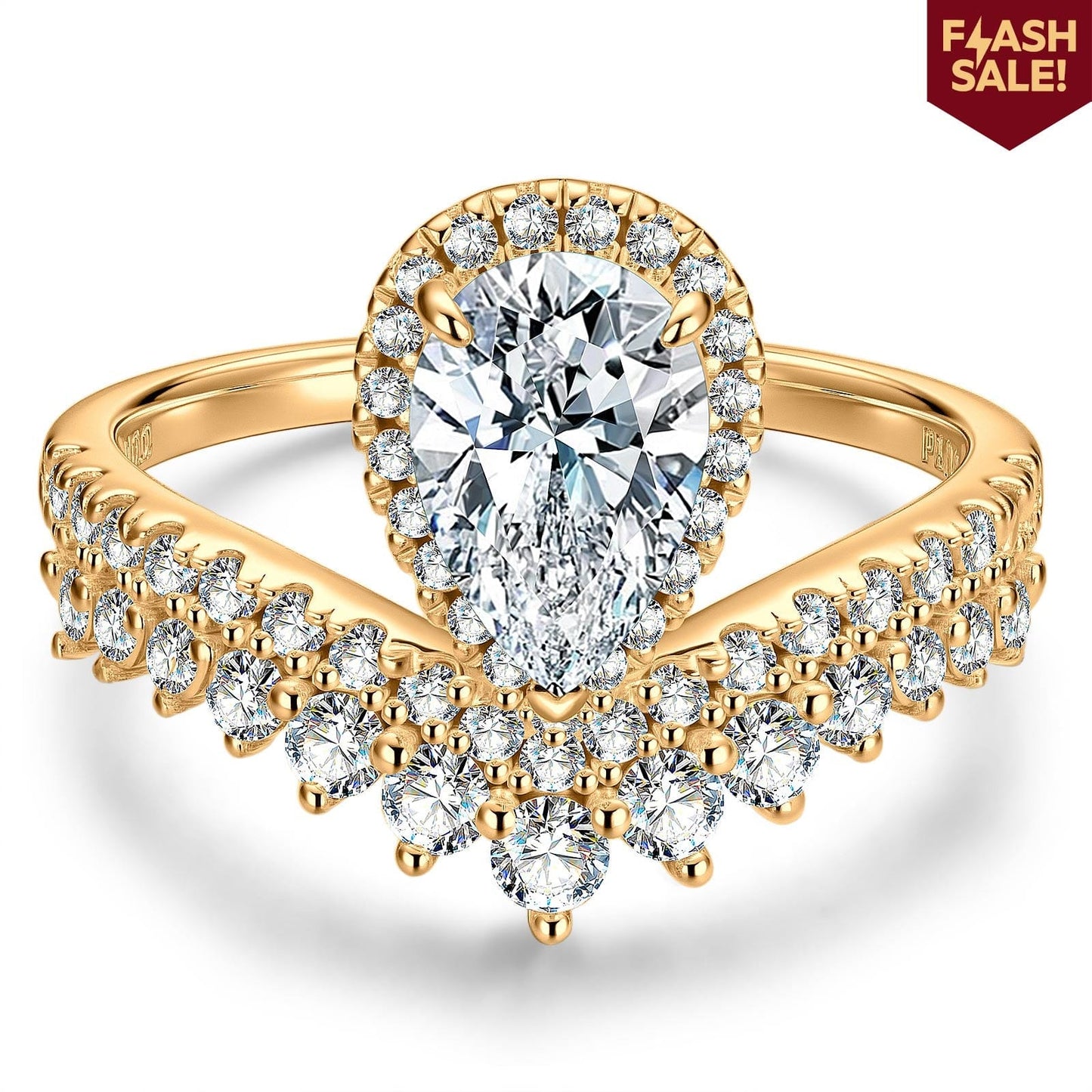 Lab-Grown Pear Brilliant Cut Moissanite - Solitaire Classic Engagement Ring White Gold Plated (Includes GRA Certification from Gemological Research Association)