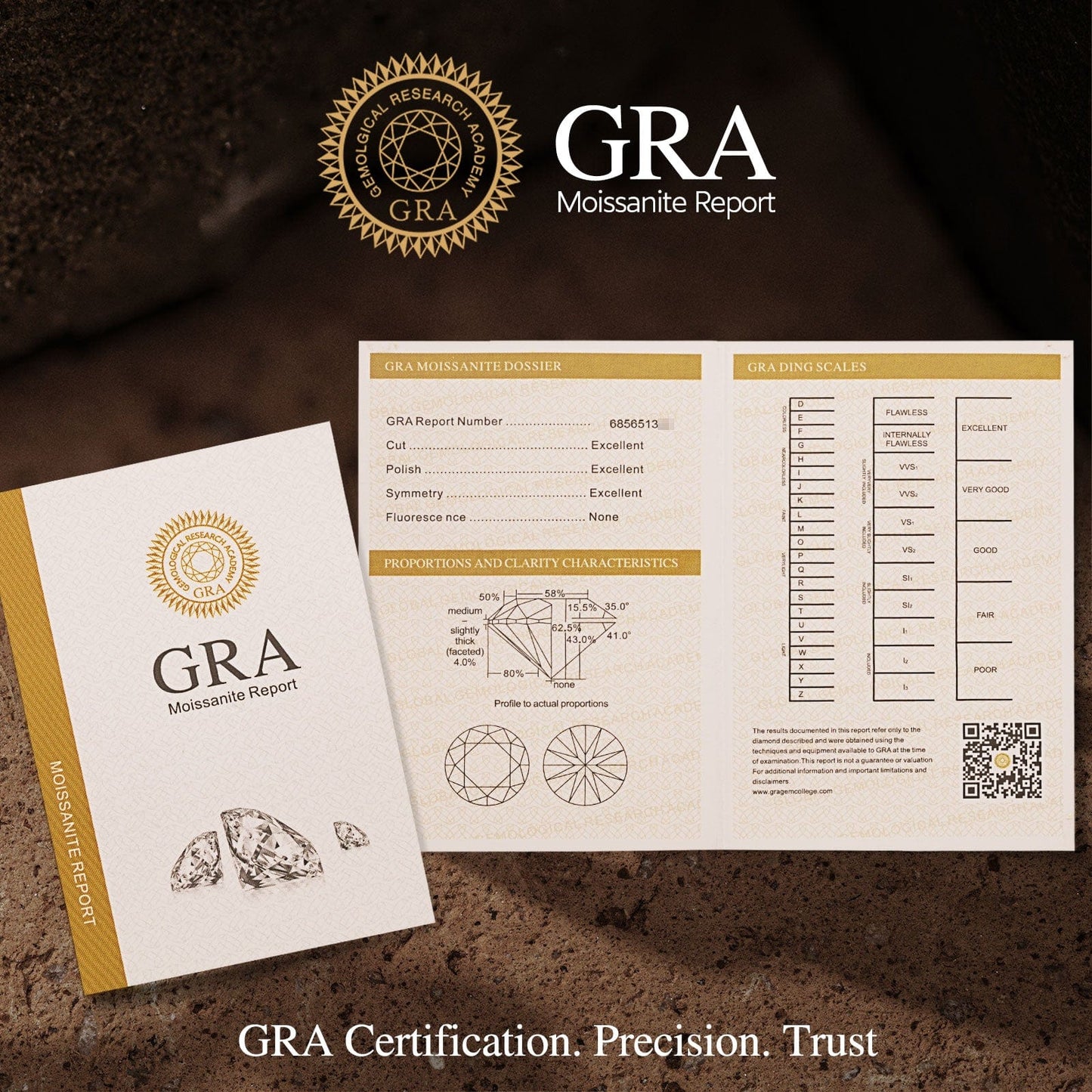 Lab-Certified Round Brilliant Cut Moissanite - Hidden Halo Classic Engagement Ring 14K Yellow Gold Plated (Includes GRA Certification from Gemological Research Association)