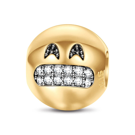 gon- Smiling Eyes Emoji Tarnish-resistant Silver Charms In 14K Gold Plated