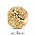 August Birthstone Tarnish-resistant Silver Charms With Enamel In 14K Gold Plated