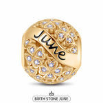 June Birthstone Tarnish-resistant Silver Charms With Enamel In 14K Gold Plated