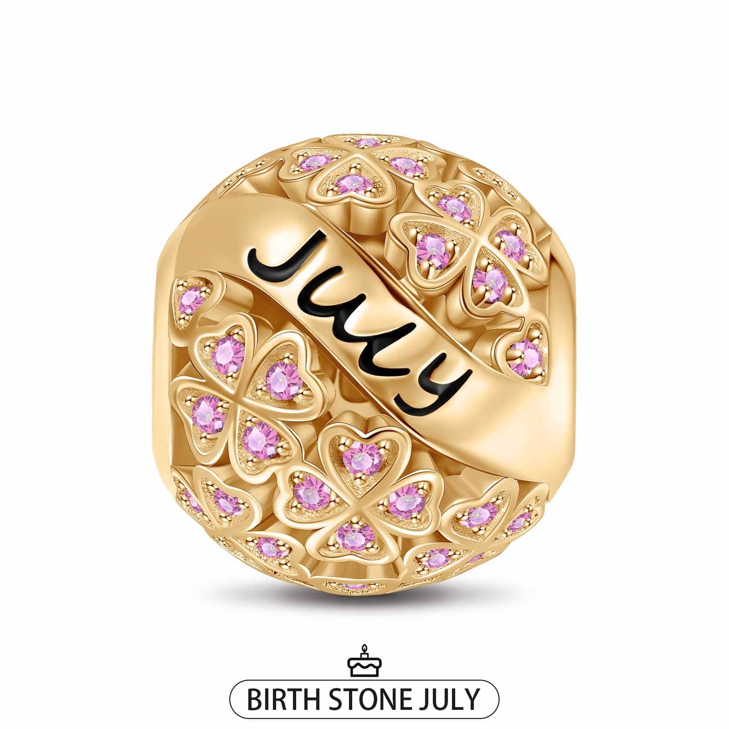 July Birthstone Tarnish-resistant Silver Charms With Enamel In 14K Gold Plated