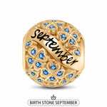 September Birthstone Tarnish-resistant Silver Charms With Enamel In 14K Gold Plated