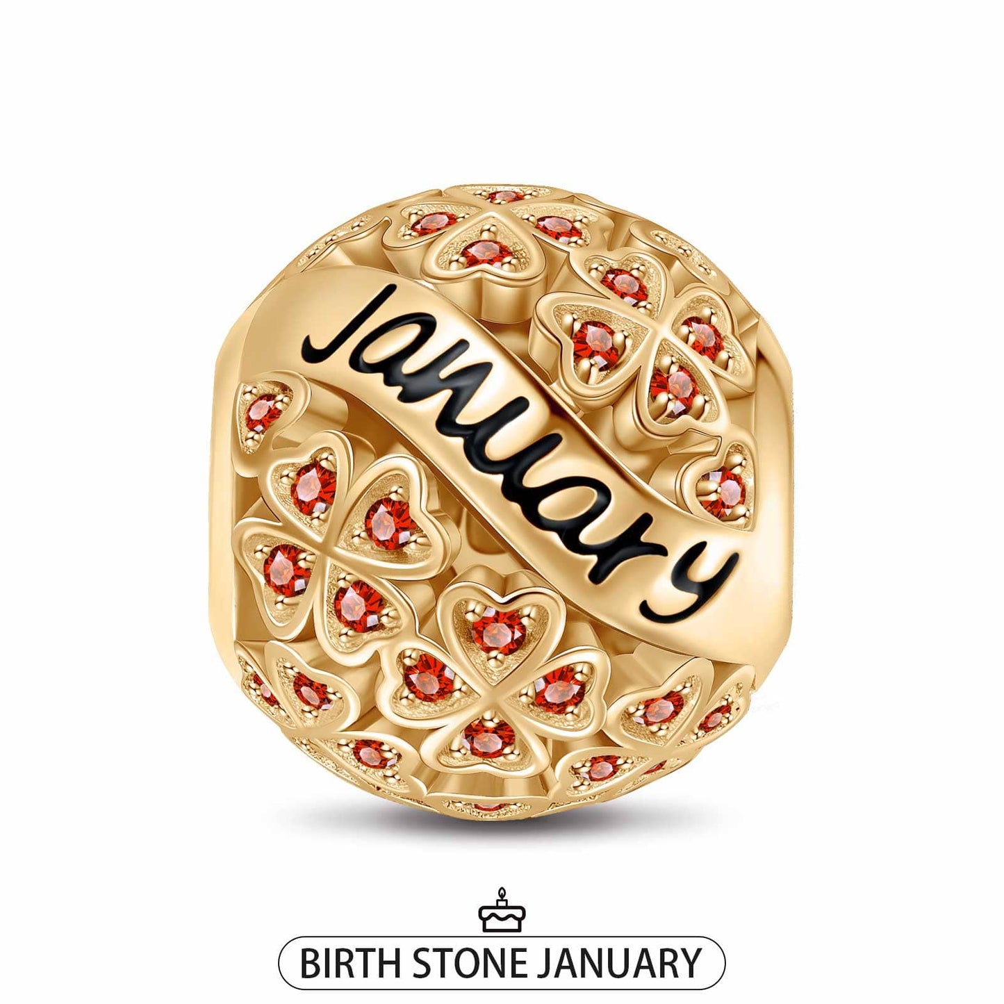 January Birthstone Tarnish-resistant Silver Charms With Enamel In 14K Gold Plated