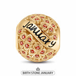 January Birthstone Tarnish-resistant Silver Charms With Enamel In 14K Gold Plated