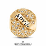 April Birthstone Tarnish-resistant Silver Charms With Enamel In 14K Gold Plated