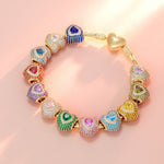 February Love Heart Birthstone Tarnish-resistant Silver Charms With Enamel In 14K Gold Plated