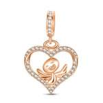 Smiling Angel Tarnish-resistant Silver Dangle Charms In Rose Gold Plated