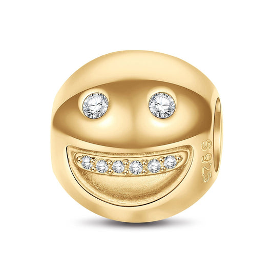 gon- Sterling Silver Smileing Emoji Charms In 14K Gold Plated