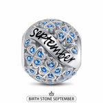 Sterling Silver Lucky Clover Birthstone September Charms With Enamel In White Gold Plated