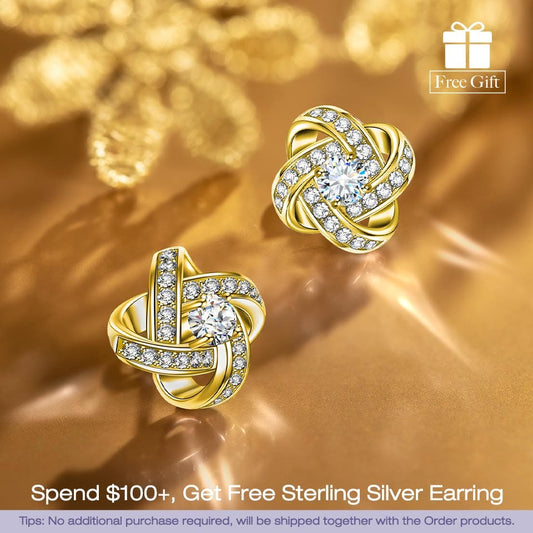 gon- Sterling Silver Satellite Series Earrings In 14K Gold Plated