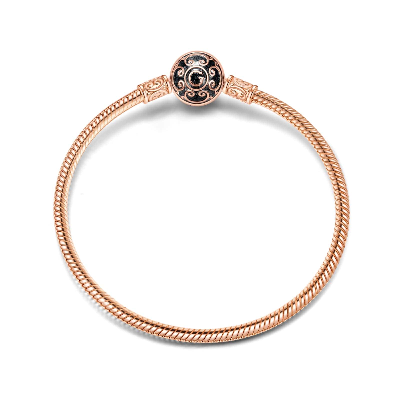 CLASSIC TARNISH-RESISTANT SILVER BANGLE WITH ENAMEL IN ROSE GOLD