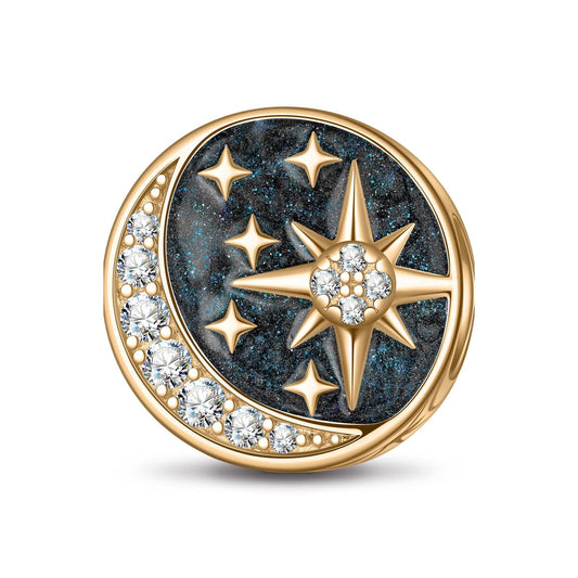 gona- Mysterious Galaxy Tarnish-resistant Silver Charms With Enamel In 14K Gold Plated