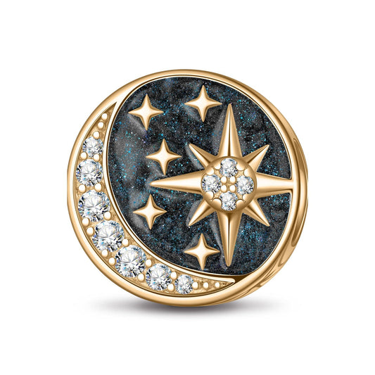gon- Mysterious Galaxy Tarnish-resistant Silver Charms With Enamel In 14K Gold Plated
