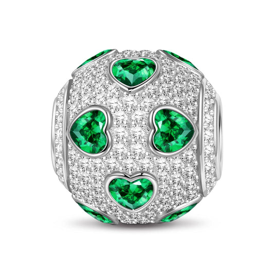 gon- Green Ice Heart Magic Tarnish-resistant Silver Charms In White Gold Plated