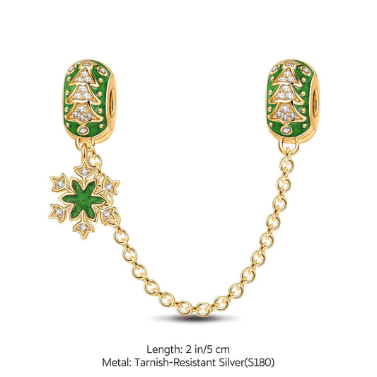 gona- Green Frozen Tarnish-resistant Silver Safety Chain With Enamel In 14K Gold Plated
