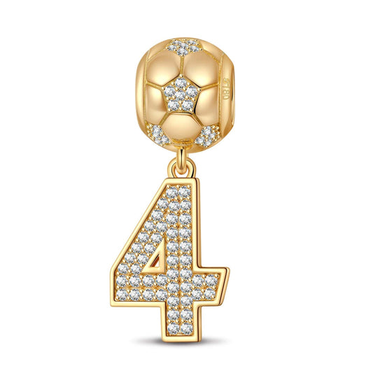 gona- Number Four Tarnish-resistant Silver Dangle Charms In 14K Gold Plated