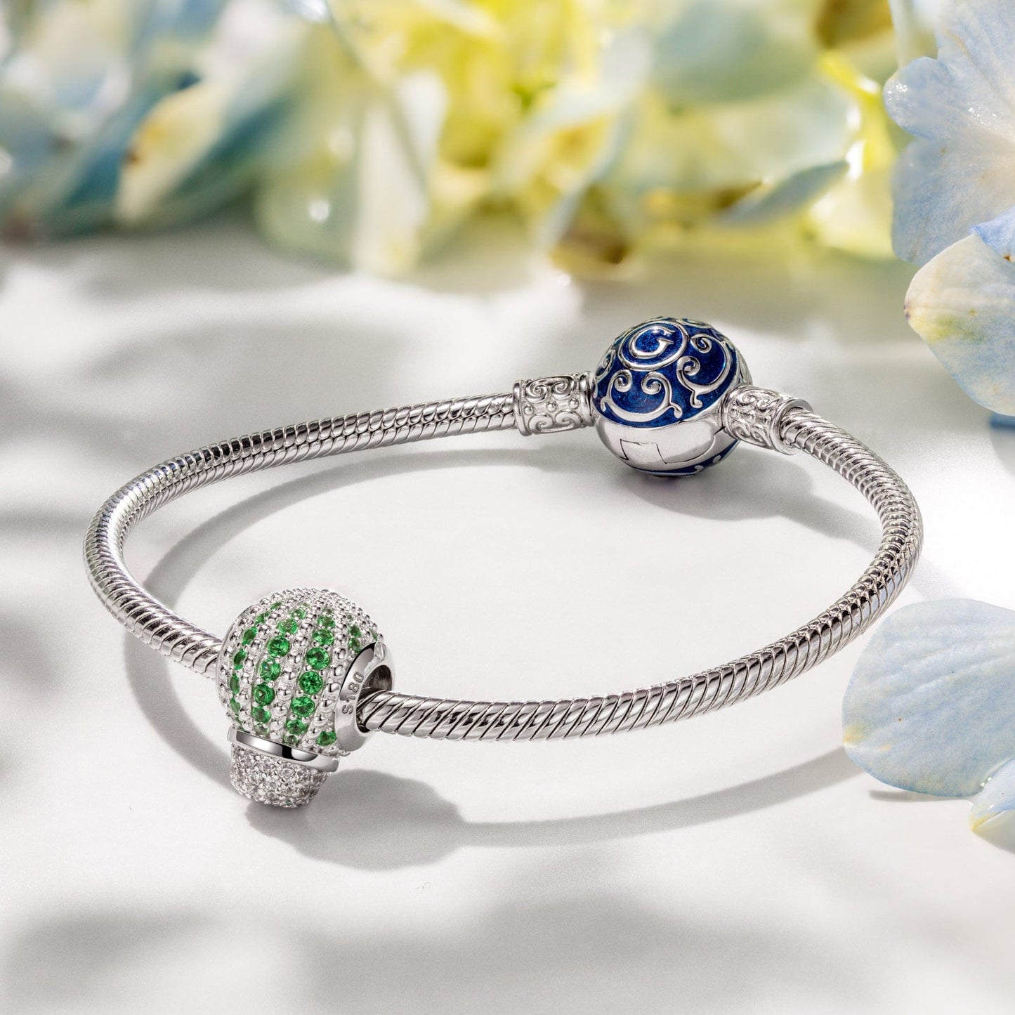 Cactus Tarnish-resistant Silver Charms In White Gold Plated