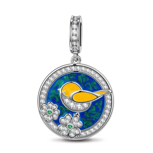 gona- Spring Chanting Tarnish-resistant Silver Dangle Charms With Enamel In White Gold Plated