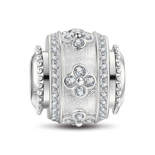 gona- Silver-white Four-leaf Clover Tarnish-resistant Silver Lucky Charms In White Gold Plated