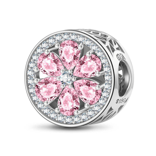 gon- Pink Snowflake Tarnish-resistant Silver Charms In White Gold Plated