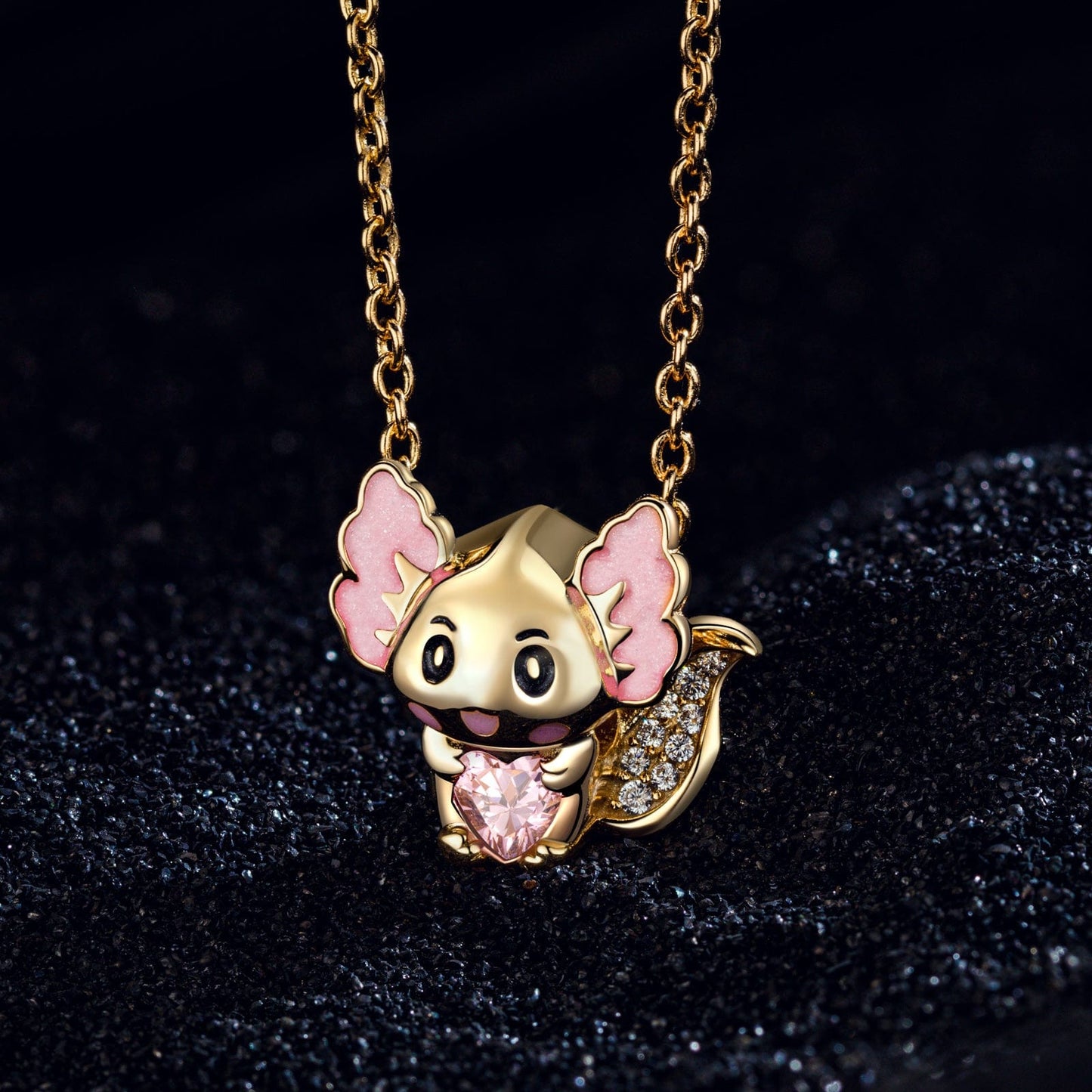 Lovely Axolotl Birthstone Tarnish-resistant Silver Charms With Enamel In 14K Gold Plated - Heartful Hugs Collection