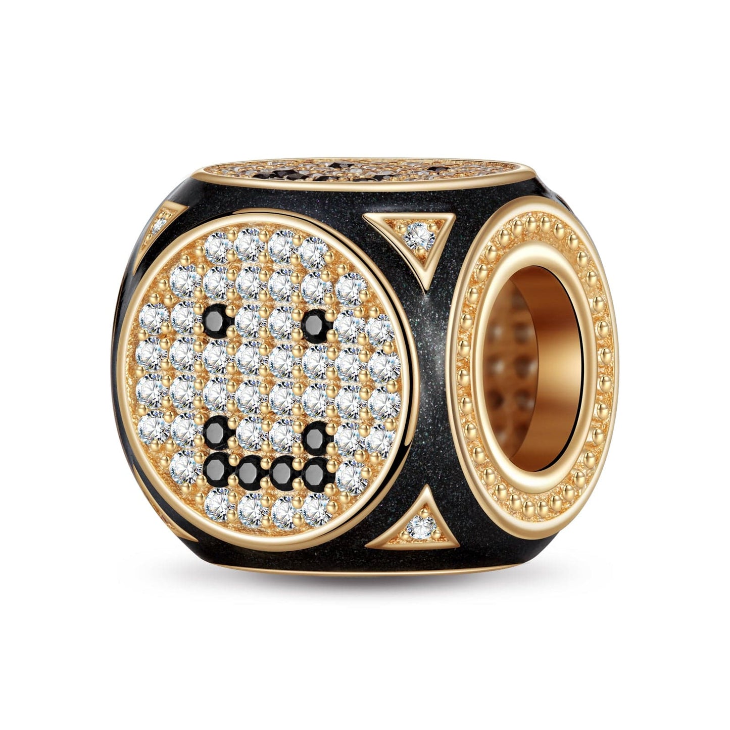 Emoji Dice XL Size Tarnish-resistant Silver Charms With Enamel In 14K Gold Plated
