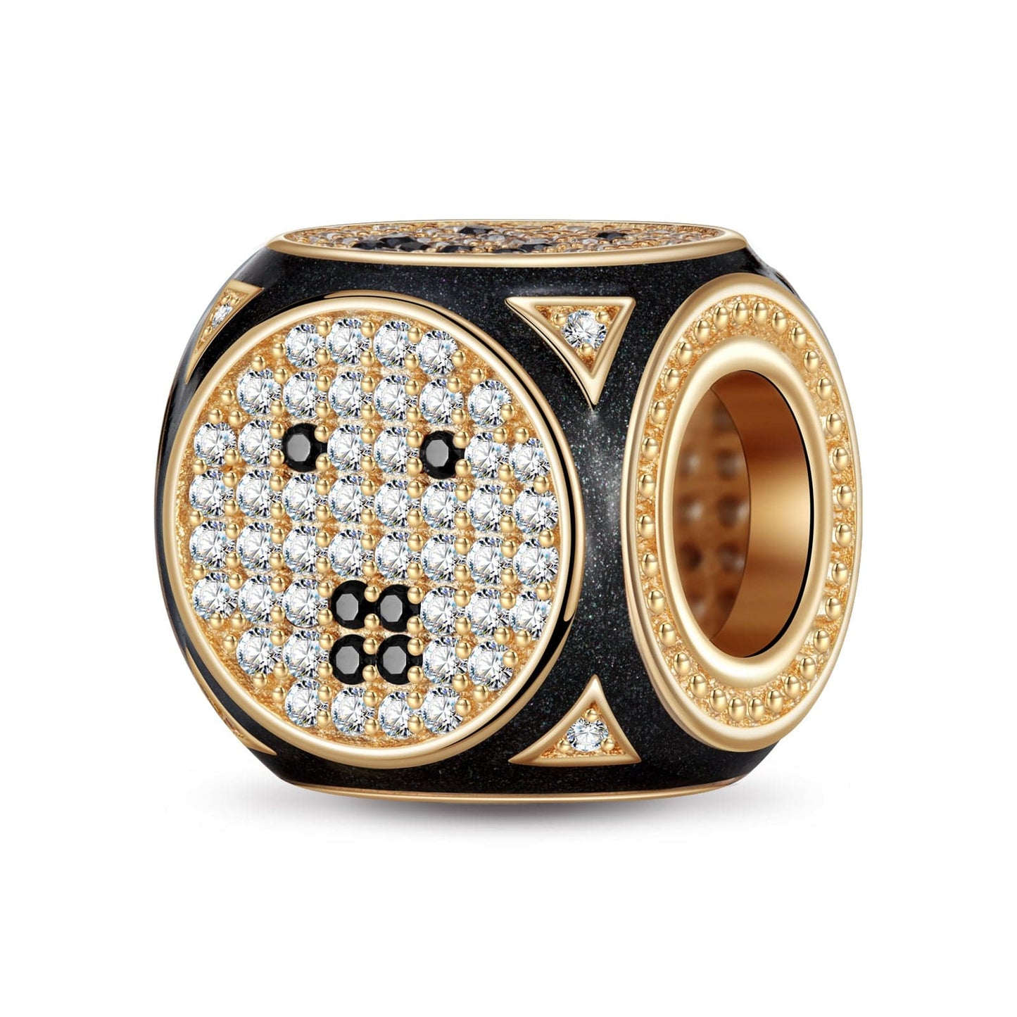 Emoji Dice XL Size Tarnish-resistant Silver Charms With Enamel In 14K Gold Plated