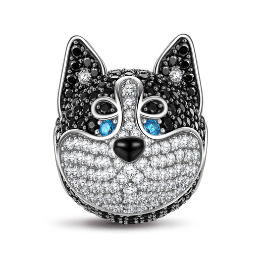 gona- Siberian Husky Tarnish-resistant Silver Animal Charms In White Gold Plated