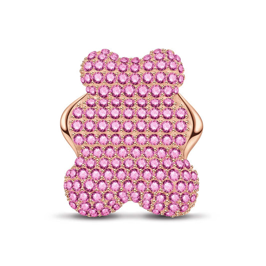 gona- Pink Bear Tarnish-resistant Silver Charms In Rose Gold Plated