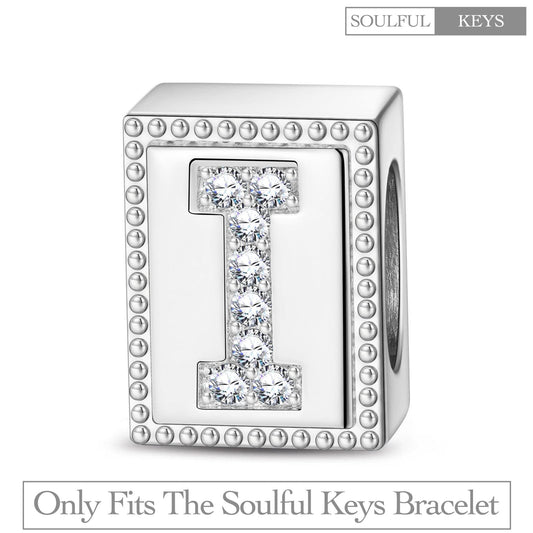 gona- Letter I Tarnish-resistant Silver Rectangular Charms In White Gold Plated