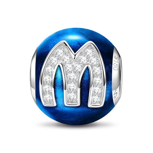 gon- Letter M Tarnish-resistant Silver Charms With Enamel In White Gold Plated