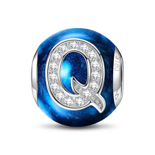 gon- Letter Q Tarnish-resistant Silver Charms With Enamel In White Gold Plated