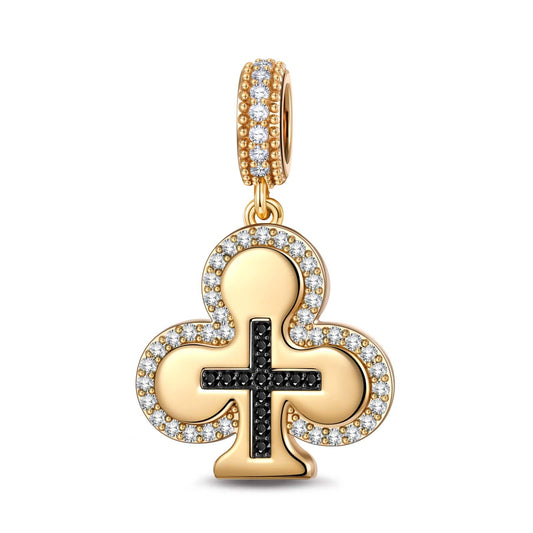 gona- Black Cross in the Spades Tarnish-resistant Silver Dangle Charms In 14K Gold Plated