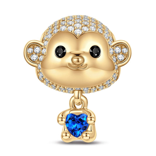gon- Cheerful Monkey Tarnish-resistant Silver Animal Charms In 14K Gold Plated - Heartful Hugs Collection