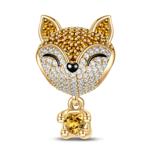 gon- Clever Little Fox Tarnish-resistant Silver Animal Charms In 14K Gold Plated - Heartful Hugs Collection