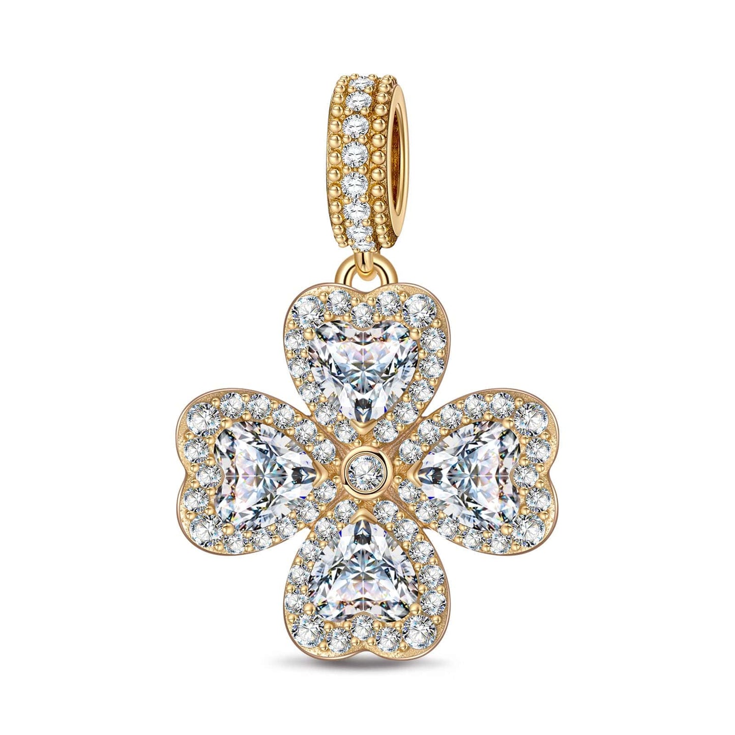 Dazzling Clover Tarnish-resistant Silver Charms In 14K Gold Plated