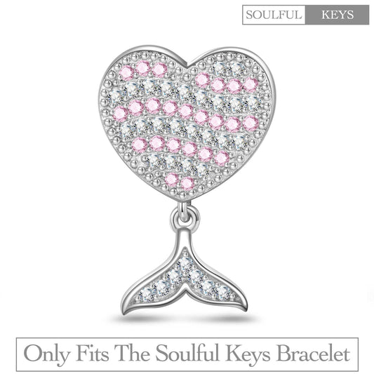gona- Graceful Mermaid Tarnish-resistant Silver Rectangular Dangle Charms In White Gold Plated