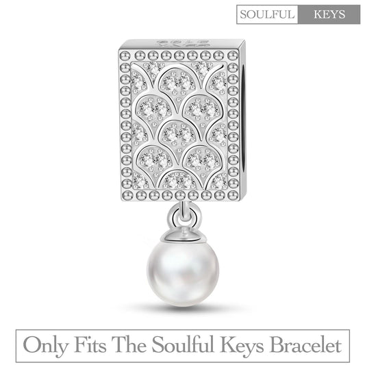 gona- Mermaid's Pearls Tarnish-resistant Silver Rectangular Dangle Charms In White Gold Plated