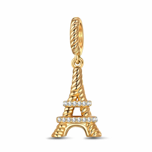 gona- Eiffel Tower Tarnish-resistant Silver Dangle Charms In 14K Gold Plated