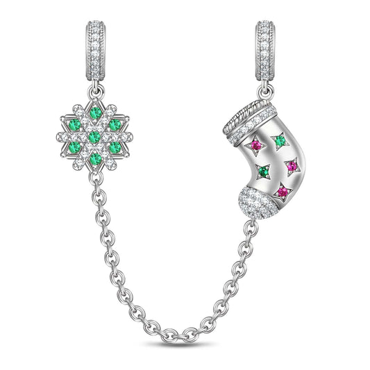 gona- Snowflake Christmas Stocking Tarnish-resistant Silver Dangle Charms In White Gold Plated