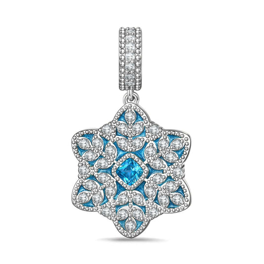 gona- Fluffy Snowflake Tarnish-resistant Silver Charms In White Gold Plated