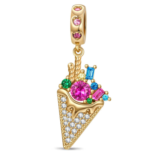 gona- Pancake Moments Tarnish-resistant Silver Dangle Charms In 14K Gold Plated