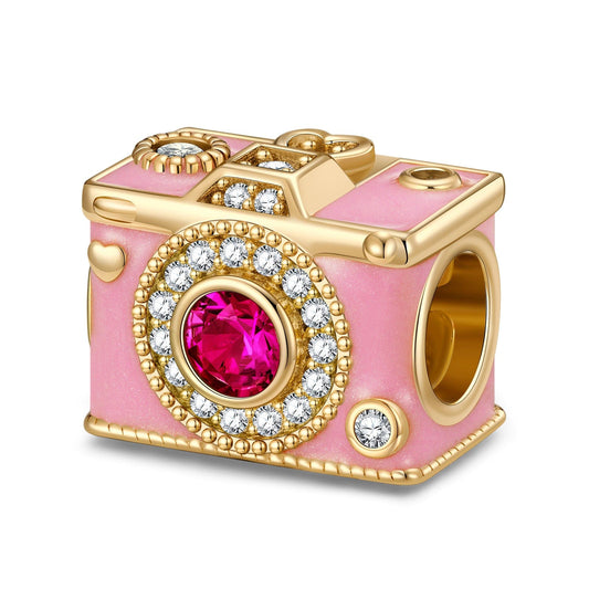 gona- Romantic Captures Tarnish-resistant Silver Charms With Enamel In 14K Gold Plated